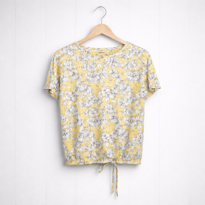 Ladies Floral Printed Knit Tops |Iron Free | Yellow