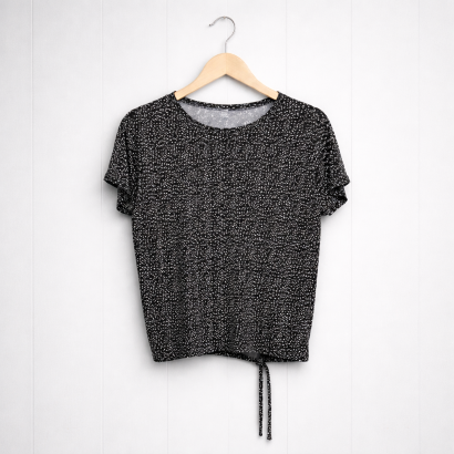 Ladies Ball Printed Knit Tops |Iron Free | Black