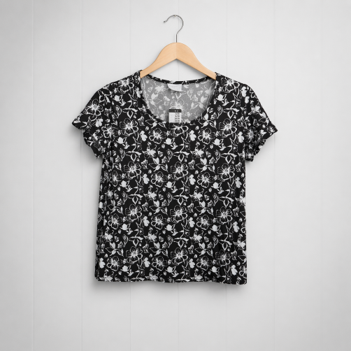 Ladies Floral Printed T-shirt |Iron Free | Coffee
