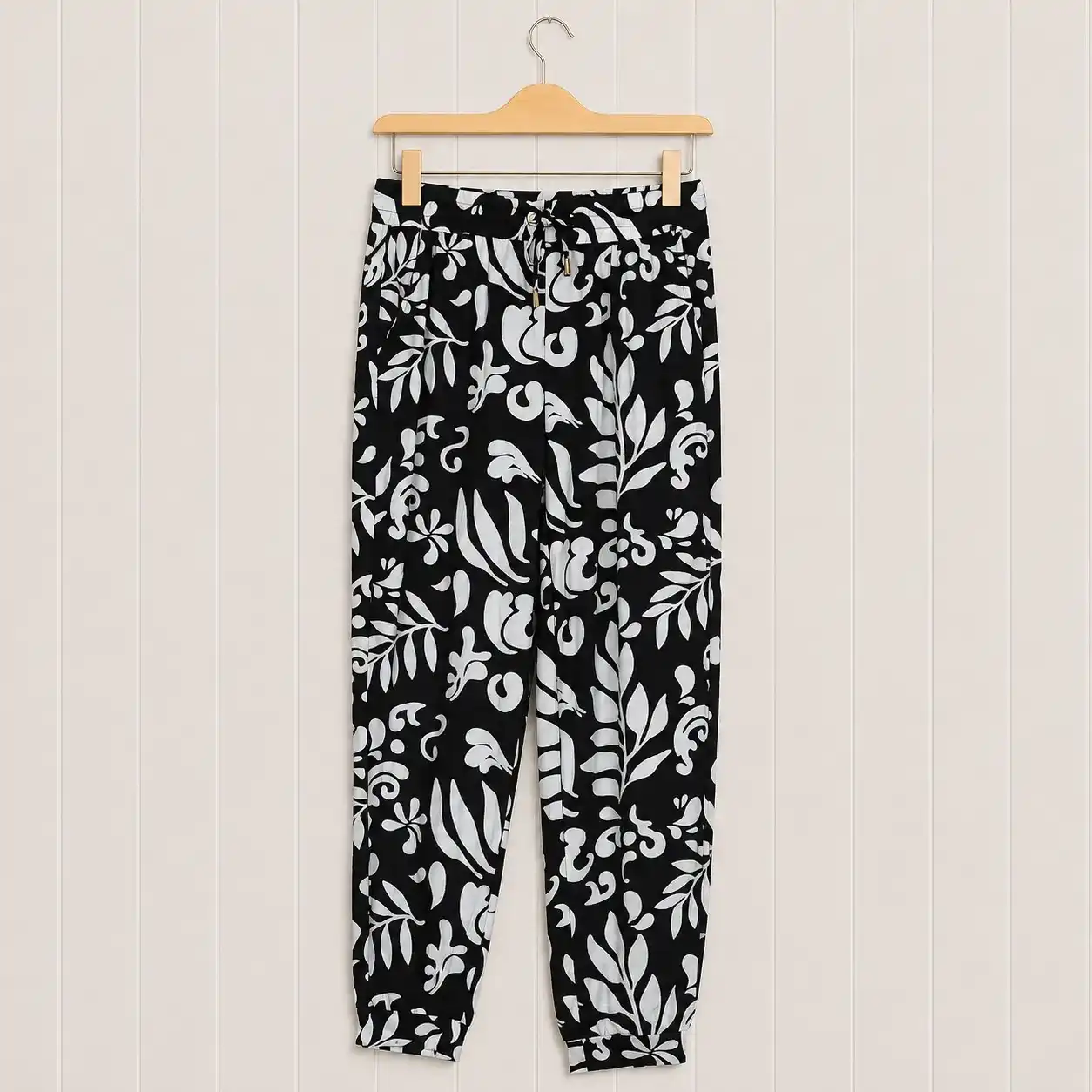 Ladies Pull-on Joggers | Spandex Knit Fabrics| Black AOP