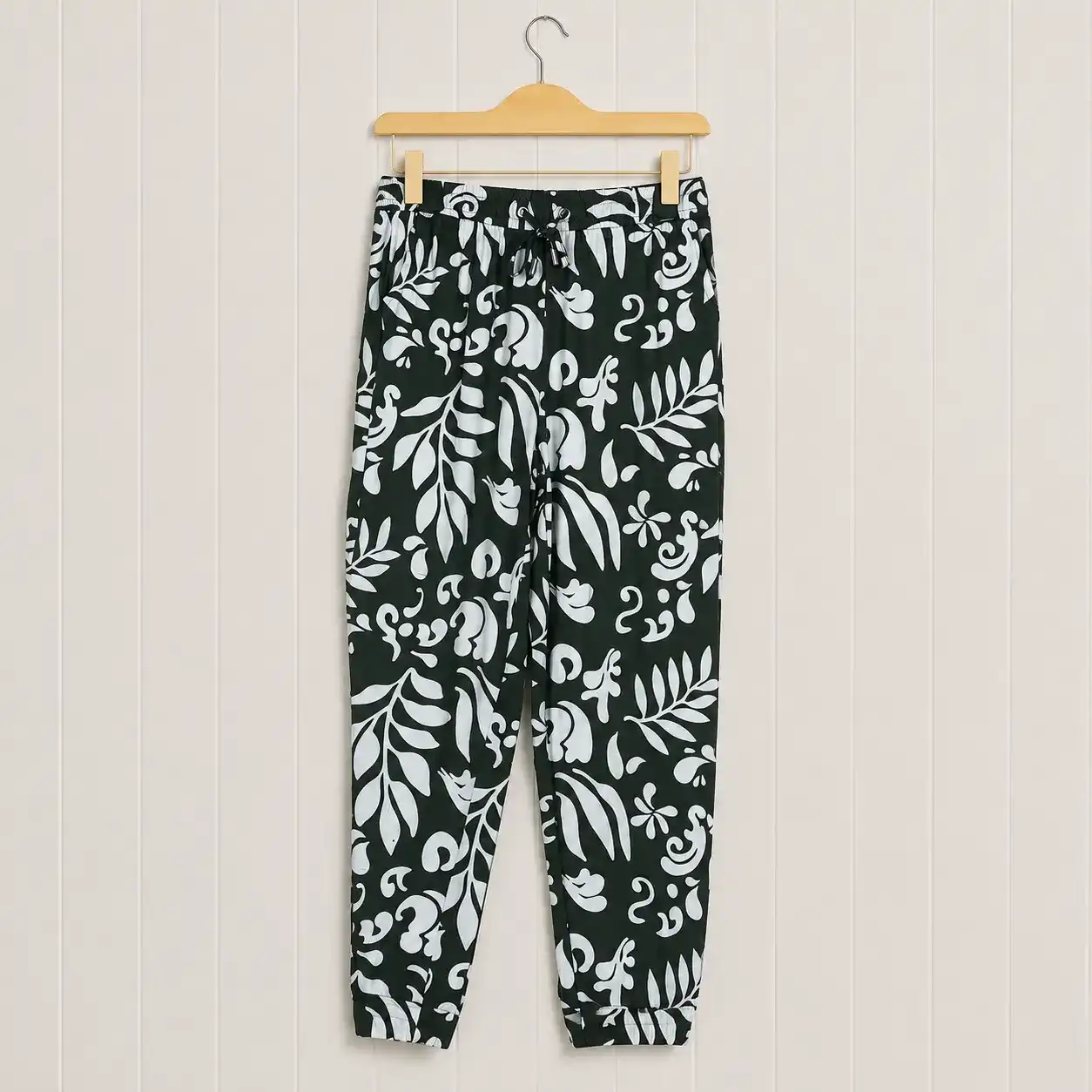 Ladies Pull-on Joggers | Spandex Knit Fabrics| Dark Green AOP