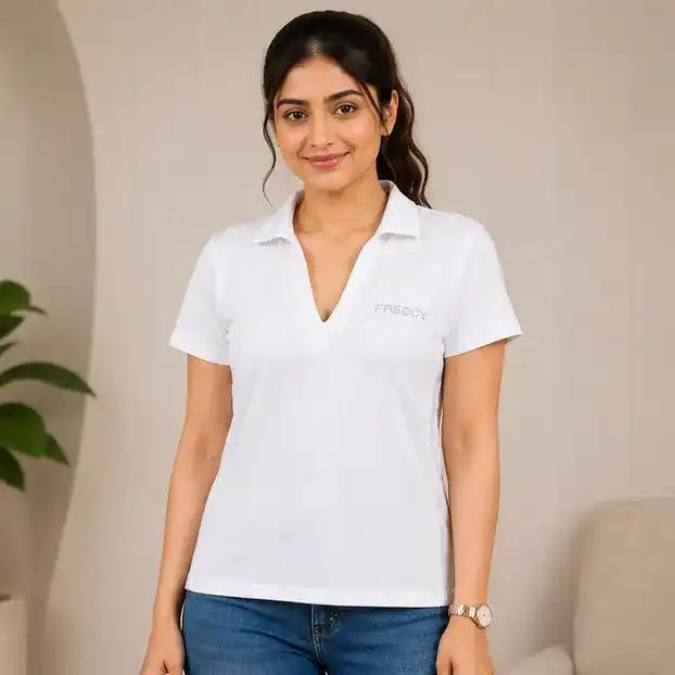 Women Fashionable Polo Shirt | Premium 100% Cotton Knit Polo Shirt | Casual Outwear & Sportswear | Size S-XL | White