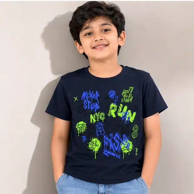 Boys Printed T-Shirt | 100% Cotton Single Jersey  | Casual Wear | Grey