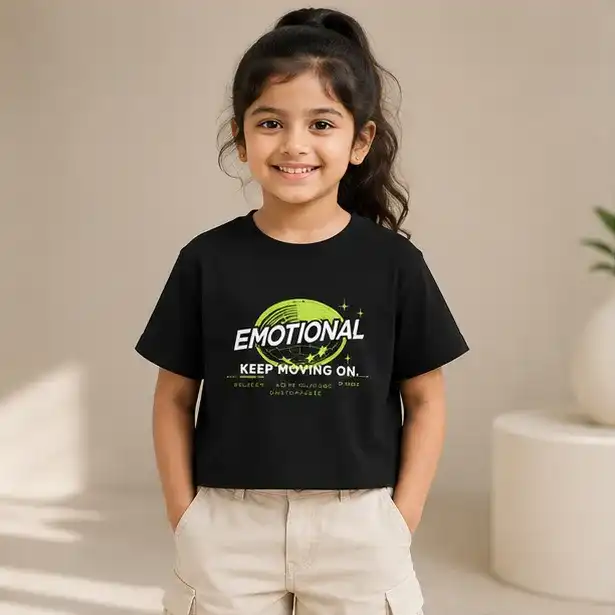 Girls Printed T-Shirt | 100% Cotton Single Jersey | Casual Wear | Black
