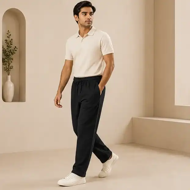 Men Taupe Pant | Ramie Cotton | Casual Wear | Black
