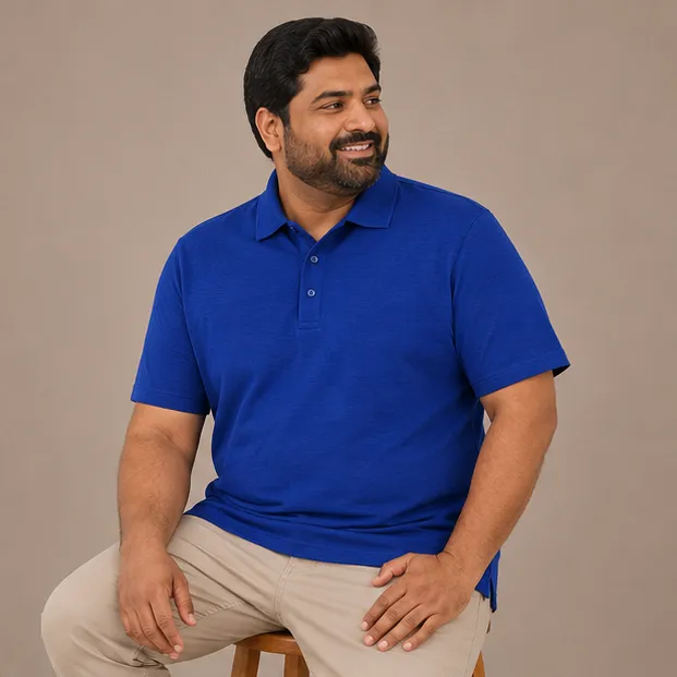 Plus Size Premium Piqué Polo Shirt | Royal Blue
