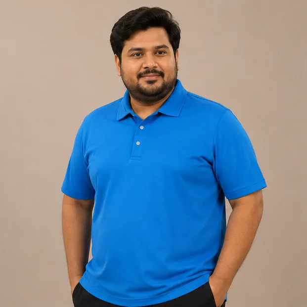 Men's Plus Size Dry Fit Polo Shirt | Ocean Blue