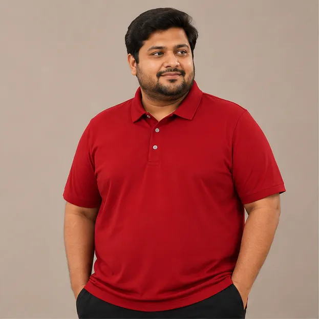 Men's Plus Size Dry Fit Polo Shirt | Red