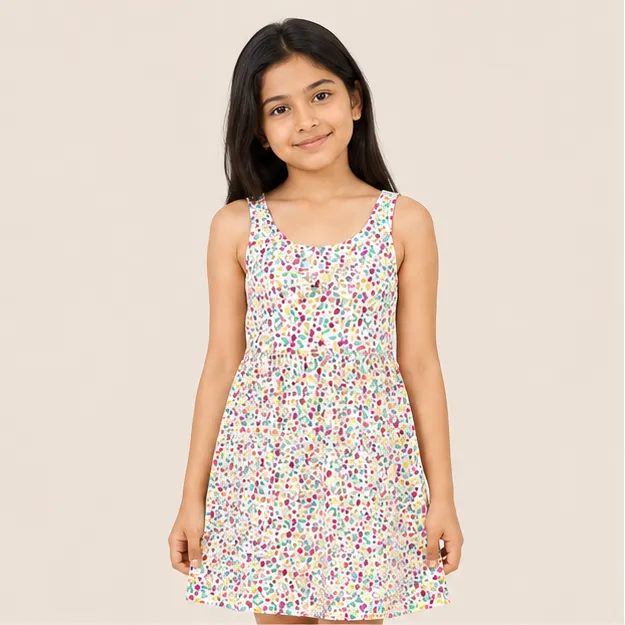 গার্লস AOP কটন সানড্রেস | Confetti Print
